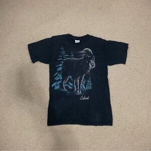 Vintage 90s Cal Cru Black Wolf Colorado T-Shirt Men’s Size Medium